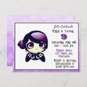 アニメ ゲーム ガール パープルとブラックの子供の誕生日 ポストカード (正面/裏面)