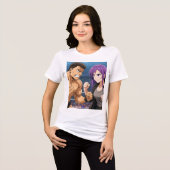 アニメ・ショーダウン: 戦士VSヒロイン トライブレンドTシャツ (正面全面)