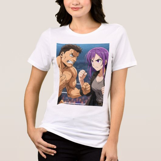 アニメ・ショーダウン: 戦士VSヒロイン トライブレンドTシャツ (正面)