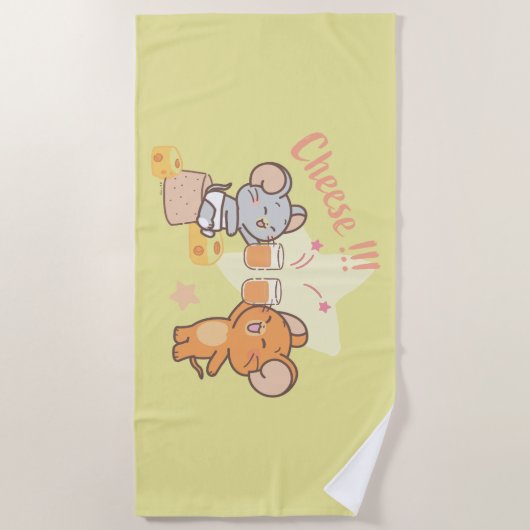 アニメ・タフィーとジェリー応援へチーズ ビーチタオル (正面)