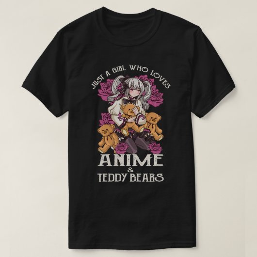 アニメ&テディを愛する女の子がマンガTe Tシャツ (デザイン正面)