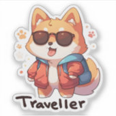 アニメ「トラベラー」のかっこいい犬 シール (正面)