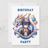 アニメ・ドラゴンをテーマにした少年の誕生日パーティー 招待状 (正面)