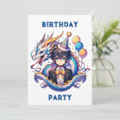 アニメ・ドラゴンをテーマにした少年の誕生日パーティー 招待状 (スタンド正面)