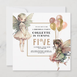 アニメ・フェアリー・ガールの5回目の誕生日パーティー 招待状