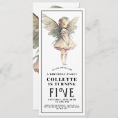 アニメ・フェアリー・ガールの5回目の誕生日パーティー 招待状 (正面/裏面)