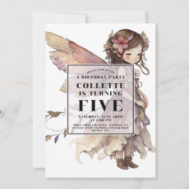 アニメ・フェアリー・ガールの5歳の誕生日パーティーへの招待 招待状