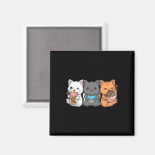 アニメ+ボタンチャイ+タピオカティー+ゲーム+ゲーマー+ラーメン+猫 マグネット (正面/裏面)