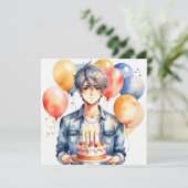 アニメ・ボーイ誕生日 カード (スタンド正面)