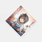 アニメ・ボーイ遊ズ・ゲーム誕生日パーティー スタンダードランチョンナプキン (角)