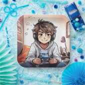 アニメ・ボーイ遊ズ・ゲーム誕生日パーティー ペーパープレート (パーティー)