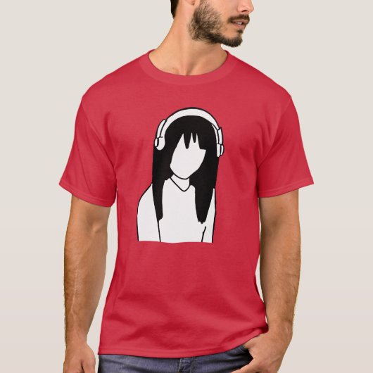 アニメ マンガ 少女 ヘッドホン 友達 Tシャツ (正面)