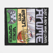 アニメ・ラーメンやビデオゲームが大好きな少年G フリースブランケット (正面(横))