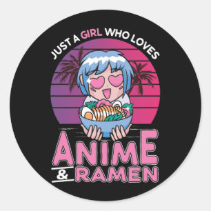 アニメ&ラーメンガールオタクレトロ日本のマンガ ラウンドシール