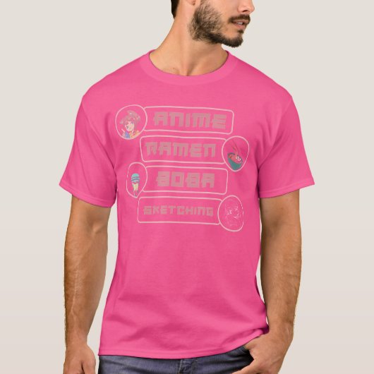 アニメ ラーメン ボバ スケッチ Tシャツ (正面)