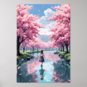 アニメ 春の花 川 ウォールアート (正面)