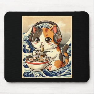 アニメ 猫 ラーメン ゲーマー 和風 アート レトロ ヴィンテージ C マウスパッド