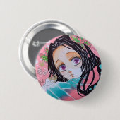 アニメ「鬼滅の刃」の胡蝶カナエブローチ 缶バッジ (正面&裏面)