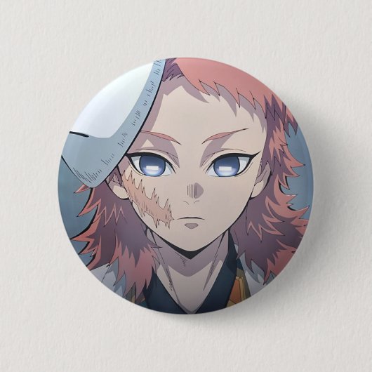 アニメ「鬼滅の刃」の錫人(さびと)ブローチ 缶バッジ (正面)