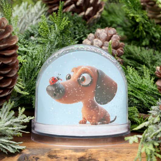 アニメDACHSHUND LADY BUG SNOW GLOBE (冬)