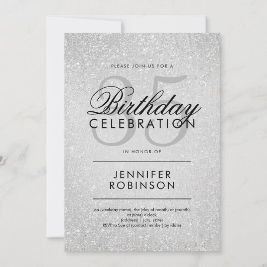 アニモダンーエイジ誕生日シルバーグリッター絵を描ルック 招待状 (正面)