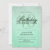 アニモダンーエイジ誕生日ミントグリッタール絵を描ック 招待状 (正面)