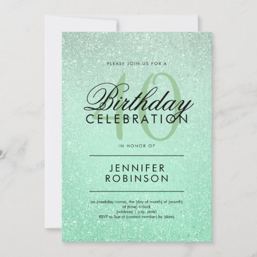 アニモダンーエイジ誕生日ミントグリッタール絵を描ック 招待状 (正面)