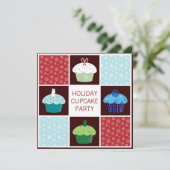アニュアルホリデーカップケーキパーティの招待状 招待状 (スタンド正面)