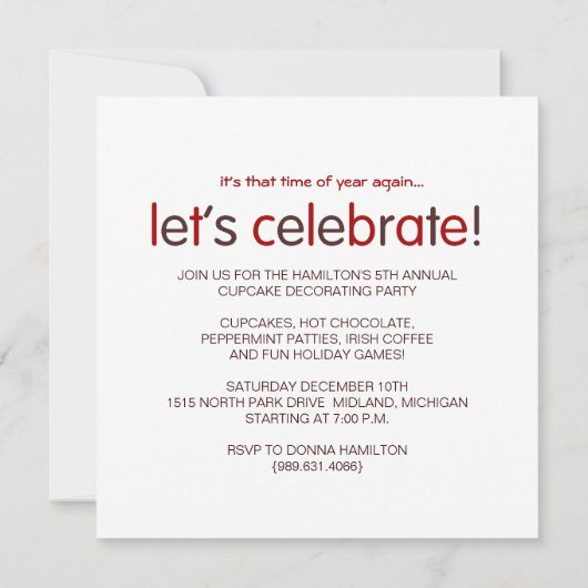 アニュアルホリデーカップケーキパーティの招待状 招待状 (裏面)