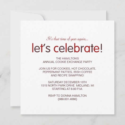 アニュアルホリデークッキースワップパーティの招待状 招待状 (裏面)