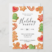 アニュアルホリデーパーティジンジャーブレッドクッキーの招待 招待状 (正面)