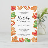 アニュアルホリデーパーティジンジャーブレッドクッキーの招待 招待状 (スタンド正面)