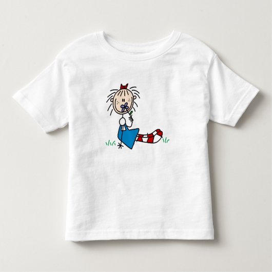 アニーが草地にフラワーシャツを着て横たわっていた トドラーTシャツ (正面)