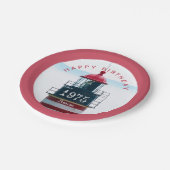  アニーイヤー誕生日モノグラムライトハウス ペーパープレート (アングル)