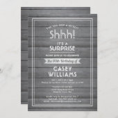 アニーエイジサプライズ誕生日グレーウフェイクッド素朴 招待状 (正面/裏面)