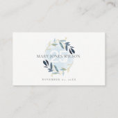 アニーエレガントジブルー金ゴールド葉リース誕生日 プレイスカード (裏面)