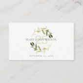 アニーエレガントジ金ゴールド緑葉リース誕生日 プレイスカード (裏面)