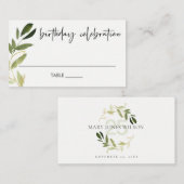 アニーエレガントジ金ゴールド緑葉リース誕生日 プレイスカード (正面/裏面)