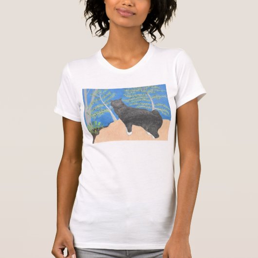アニー山腹のワイシャツに見ている猫 Tシャツ (正面)