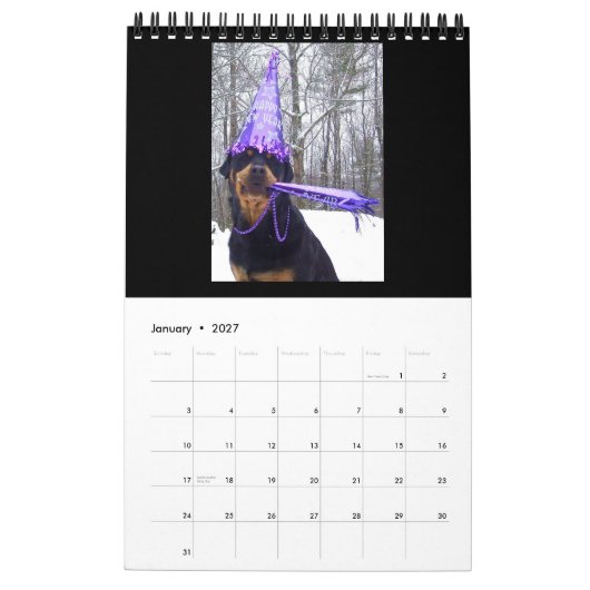 "アニー"の2016年のロットワイラーのカレンダーとの年 カレンダー (1月 2027)