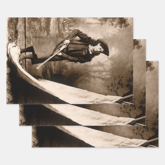 アニー・オークリー 銃を持って、ヴィンテージ写真ポートレート ラッピングペーパーシート (セット)