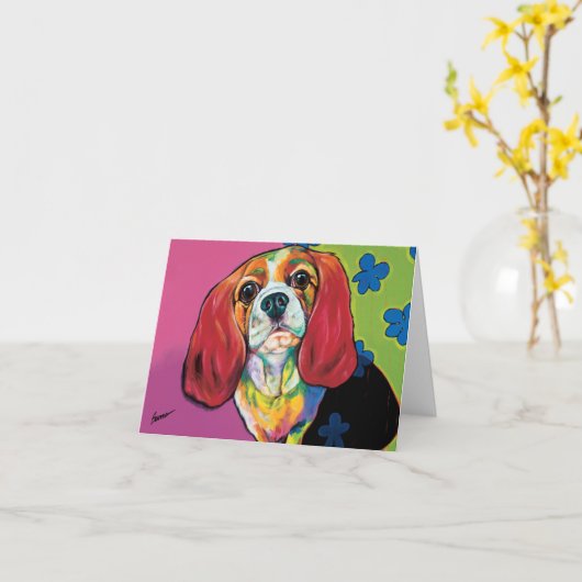 アニーRonの焼跡によるセラピー犬のメッセージカード カード (黄色い花)