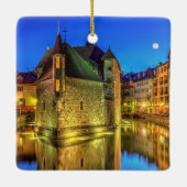 アヌシーの古い都市のPalais de l'Ile刑務所そして運河、 セラミックオーナメント (裏面)