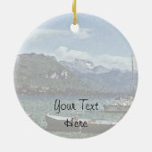 アヌシーフランスの湖ボートそして山 セラミックオーナメント (裏面)