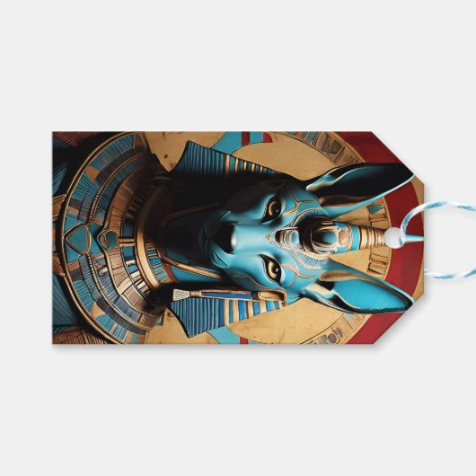アヌビエジプトの神ジャカルまたは男 ギフトタグ (正面(横))