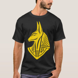 アヌビスのスタイリッシュな金のエンブレム Tシャツ