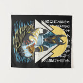 アヌビスエンシェントエジプト神イラストレーション タペストリー (正面(横))