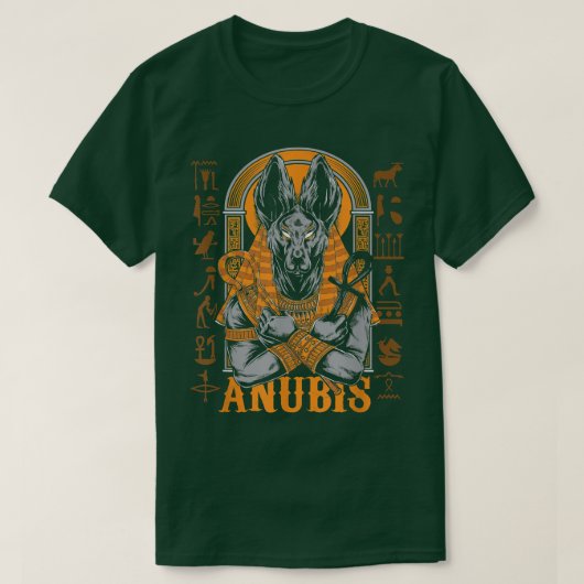 アヌビス古代エジプト象形文字ヴィンテージ Tシャツ (デザイン正面)