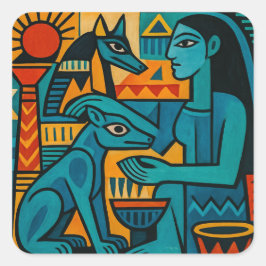 アヌビス巫女幾何学的プレミアムステッカー スクエアシール