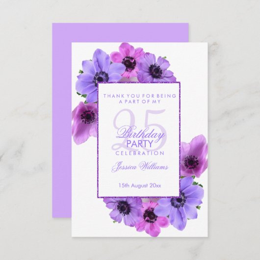 アネモかわいらしネスフローラ第25誕生日 サンキューカード (正面/裏面)